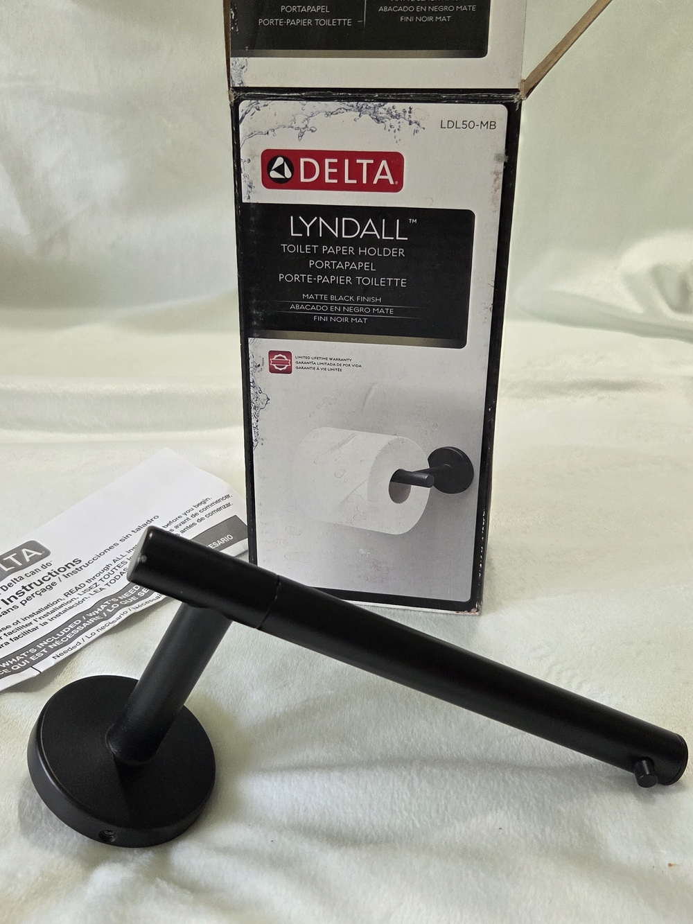 Delta Lyndall Matte Black Single-Post Toilet Paper Holder